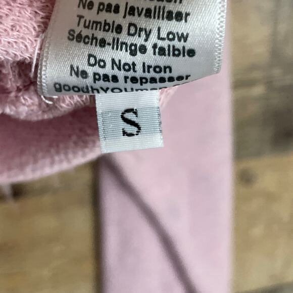 Good hYOUman Anya Cropped Hoodie Sweatshirt For All Woman Kind Pink SZ Small - Picture 5 of 9